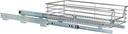 Household Essentials Glidez Multipurpose Chrome-Plated Steel Pull-Out/Slide-Out Storage Organizer for Cookware and Bakeware - 2-Tier Design - Fits Standard Size Cabinet or Shelf, Chrome