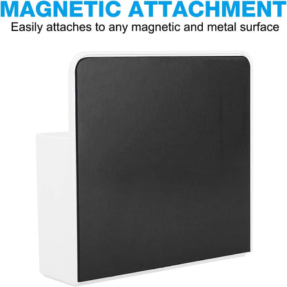 MoKo Magnetic Pen Holder, Pencil Accessories Whiteboard Organizer, White | Magnetic dry erase marker holder has two compartments and an ABS body for whiteboards, refrigerators and lockers.
