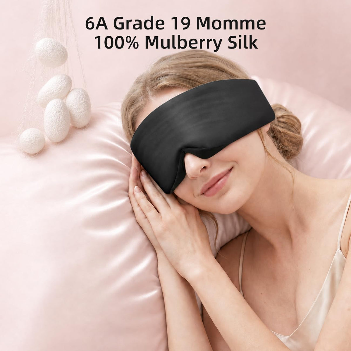 USlixury® 3D Contoured Silk Sleep Mask – Total Blackout, Zero Eye Pressure