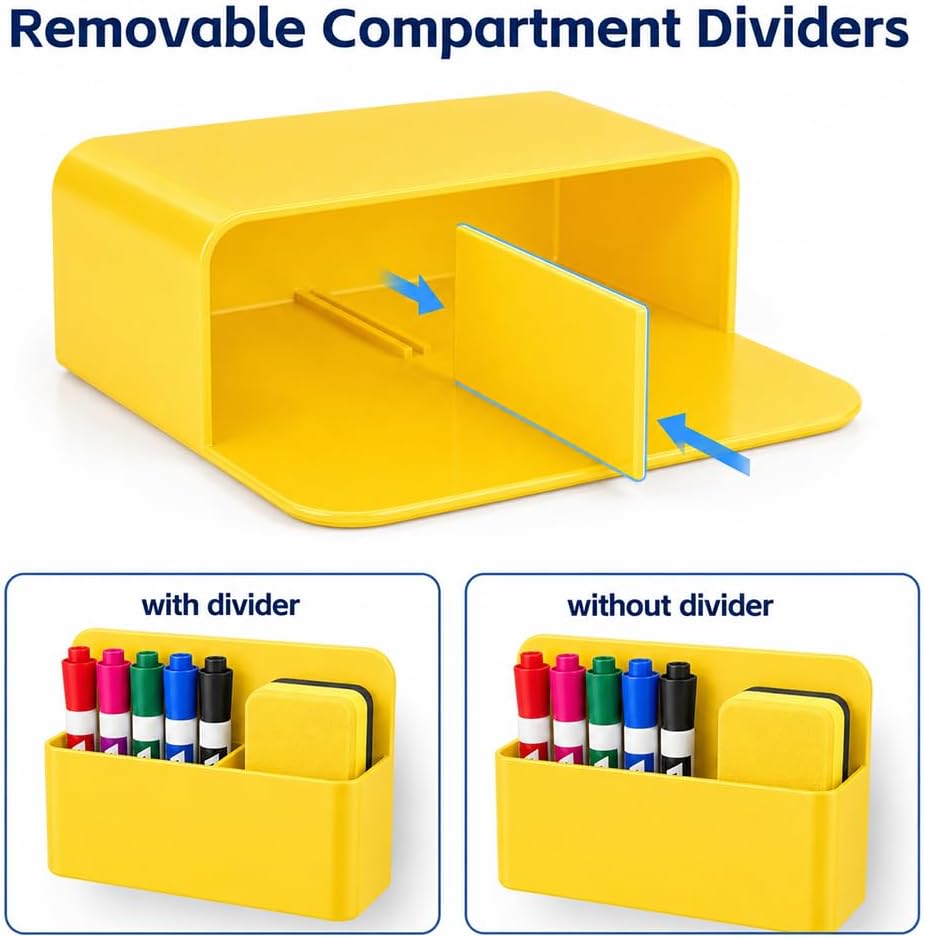 Magnetic Pencil Pen Holder, 2 PCS Magnetic Dry Erase Marker Holder for Whiteboard, Black White Magnet Storage Pencil Cup Case Fridge Organizers Locker Accessories for Office School Teacher Must Haves