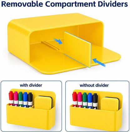 Magnetic Pencil Pen Holder, 2 PCS Magnetic Dry Erase Marker Holder for Whiteboard, Black White Magnet Storage Pencil Cup Case Fridge Organizers Locker Accessories for Office School Teacher Must Haves
