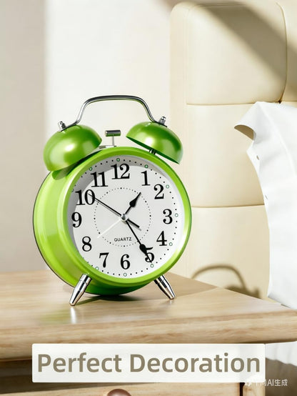 4 Inches Analog Alarm Clocks Retro Backlight Cute Simple Design with Night Light Silent Non-Ticking Battery Operated [Red]