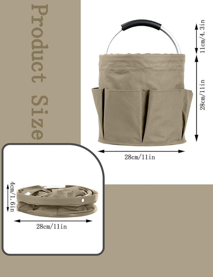 Cleaning Caddy with Handle, for Cleaning Supplies Organizer Bucket | Foldable Storage Tote with 6 Pockets,17L Large Capacity Basket for Household Organizer,Laundry Room,Bathroom & Home