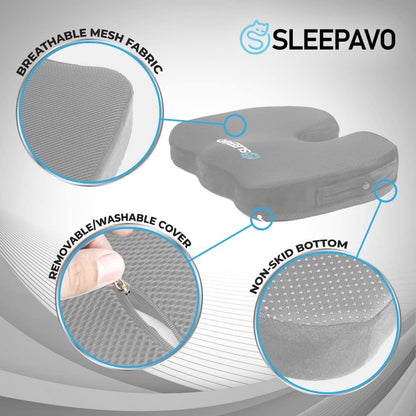 Sleepavo Office Chair Cushion, Seat Cushion for Tailbone Pain Relief Butt