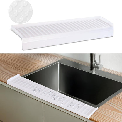 Sink Edge Protector with Suction Cup 14" 20" 24" 30", Silicone Sink Splash Guard for Kitchen & Bathroom, Protect Countertop from Scratches, Stains, for Stainless Steel Granite Quartz-Grey