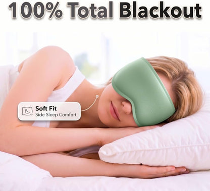 FACEMOON 3D Blackout Weighted Eye Mask for Sleep, Airplane Travel Essential | Long flights, road trips, gentle weighted comfort, deep cups, lash-friendly, adjustable strap, daytime naps for men & women