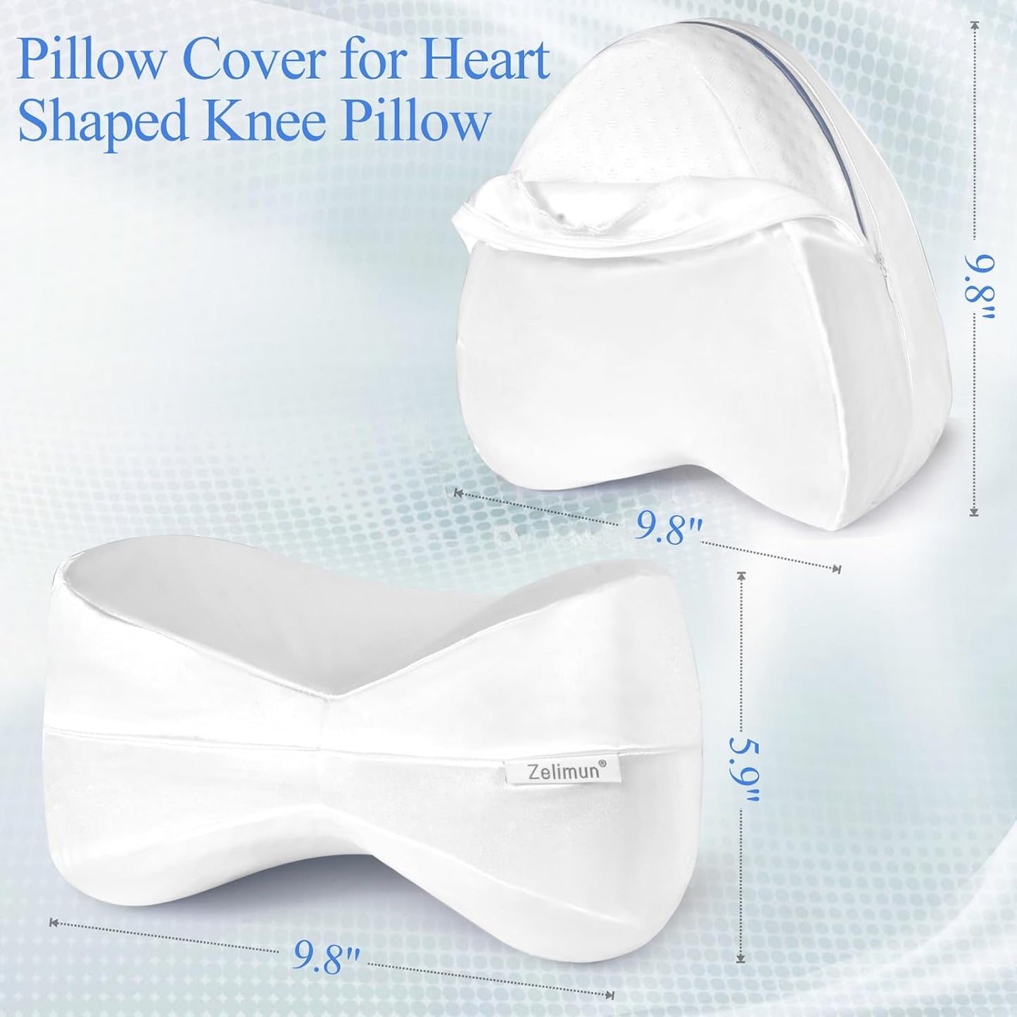 Zelimun Knee Pillow Cover 9.8" x9.8" x5.9", Leg Pillowcase Replacement, Pillow Cover for Heart Shaped Knee Pillow (Champange)