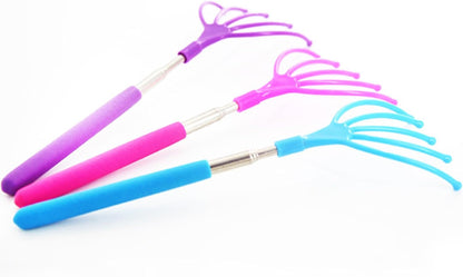 Silicone Back Scratching Tool Extendable Telescopic Back Scratcher Skin Safe Bristle Claw Back Scratcher with Folding Handle