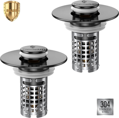 Bathroom Sink Drain Strainer, Pop-up Sink Drain Strainer with Removable Stainless Steel Strainer Basket Hair Catcher, Bathroom Sink Strainer for Bathroom Sink Stopper Replacement(1PCS)