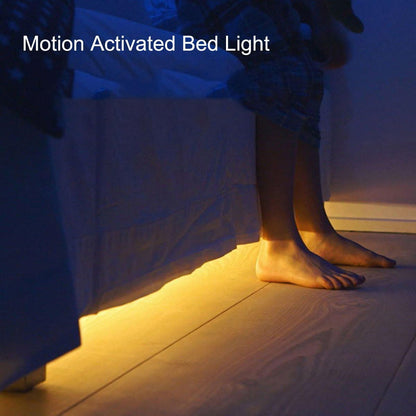 Cuttable Battery Operated Motion Sensor LED Light Strip Indoor 10 ft | Motion Sensored Activated Cordless Warm White LEDs Tape Lights for Bedroom Closet Under Bed Cabinet Counter Shelf Stair