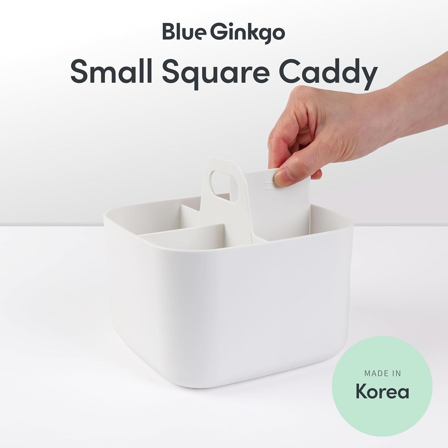 BLUE GINKGO Stackable Organizer Caddy, Rectangle, White, Made in Korea | Portable. Adjustable. Home, Office & School Storage.