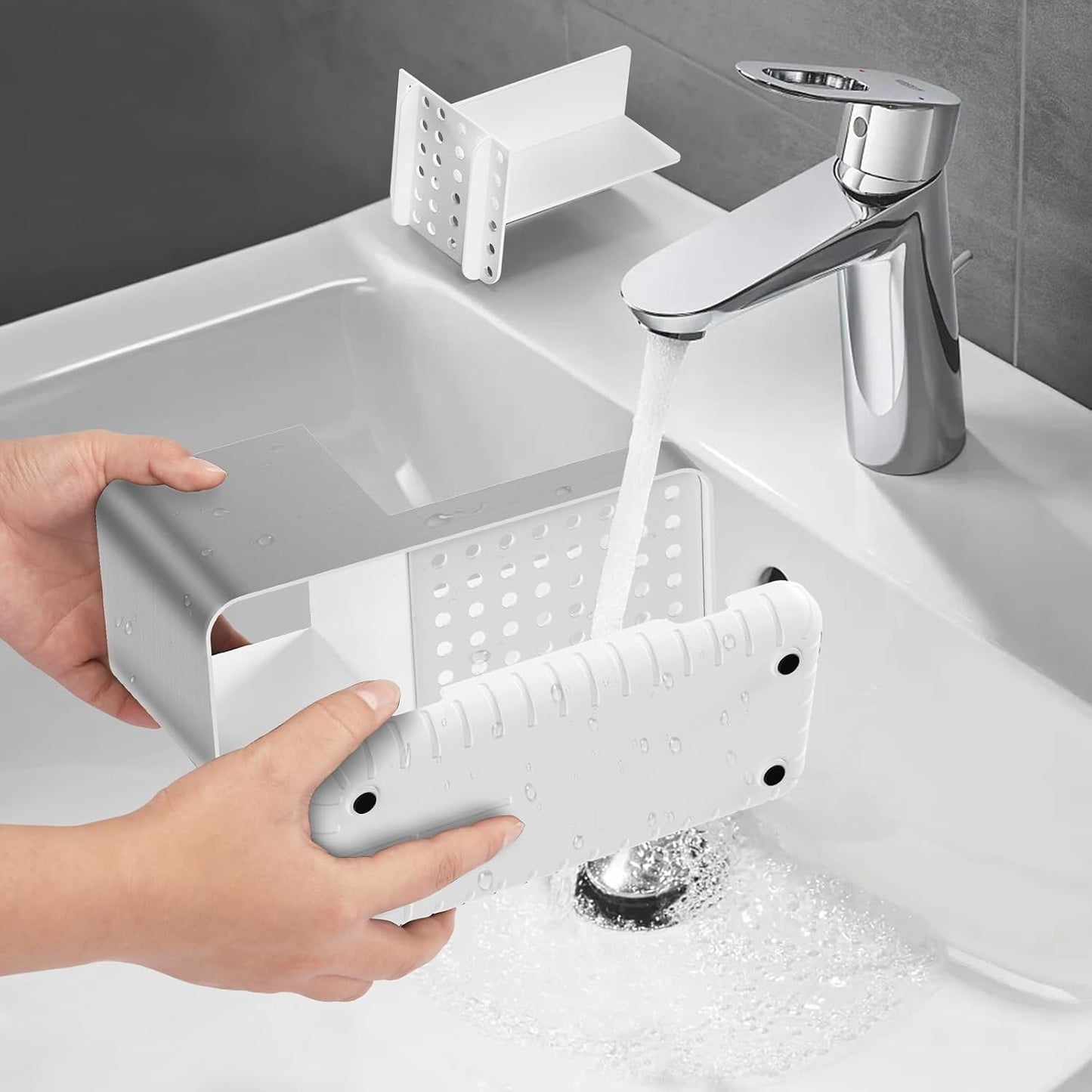 Toothbrush Holders for Bathroom Counter Organizer and Storage (White) | Easy To Clean, Drainage, Non-Slip, Detachable, Kids Electric Toothbrush and Toothpaste Holder for Bathroom