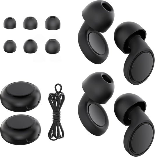 Jayine 2 Pairs Ear Plugs for Sleeping, Soft Full Silicone Ear Plugs for Noise Reduction 25dB, Reusable Hearing Protection Earplugs for Concert, Focus, Noise Sensitivity, 8 Ear Tips in S/M/L - Purple