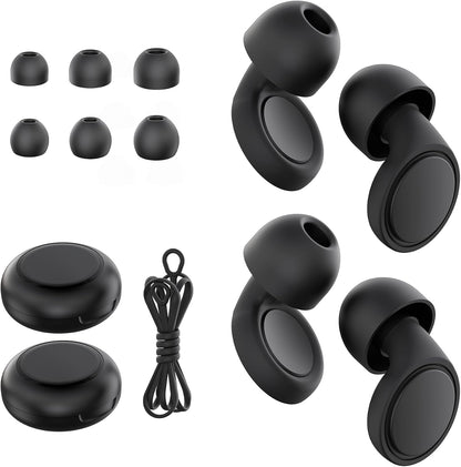 Jayine 2 Pairs Ear Plugs for Sleeping, Soft Full Silicone Ear Plugs for Noise Reduction 25dB, Reusable Hearing Protection Earplugs for Concert, Focus, Noise Sensitivity, 8 Ear Tips in S/M/L - Purple