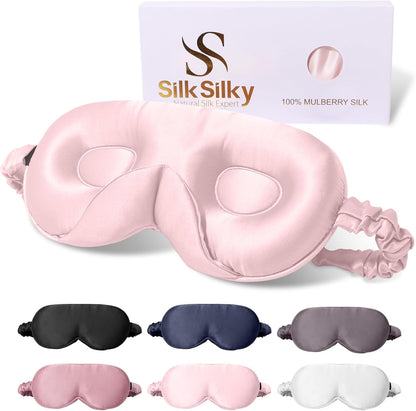 SilkSilky 100% 22 Momme Mulberry Silk Sleep Mask, Dark Blue