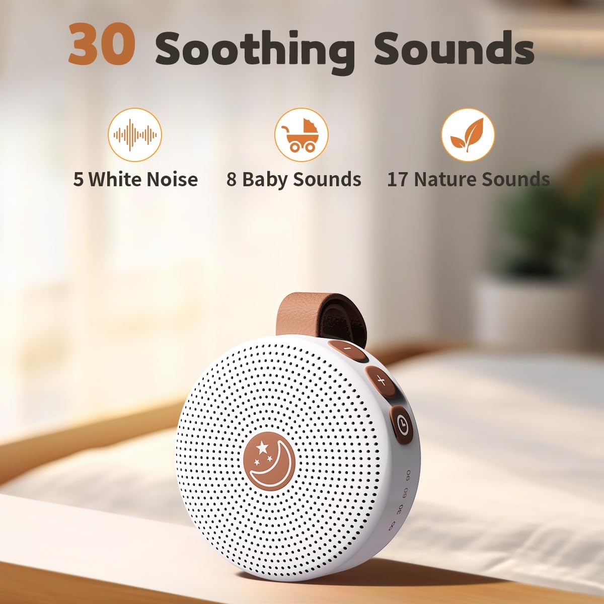 Portable Sound Machine Mini White Noise Machine Baby Shushing Brown Noise Machine with 30 Soothing Sounds for Kids Adults Dogs Auto-Off Timer 32 Volume Levels Sleep Machine for Home Office Privacy
