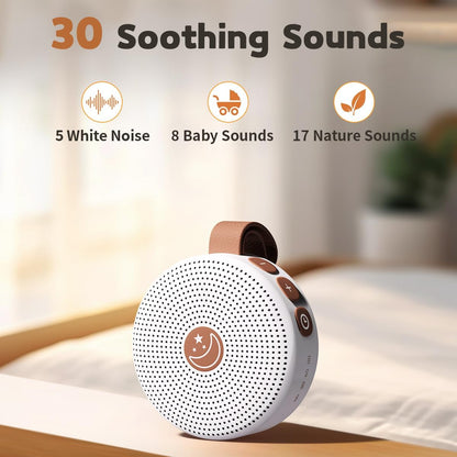 Portable Sound Machine Mini White Noise Machine Baby Shushing Brown Noise Machine with 30 Soothing Sounds for Kids Adults Dogs Auto-Off Timer 32 Volume Levels Sleep Machine for Home Office Privacy