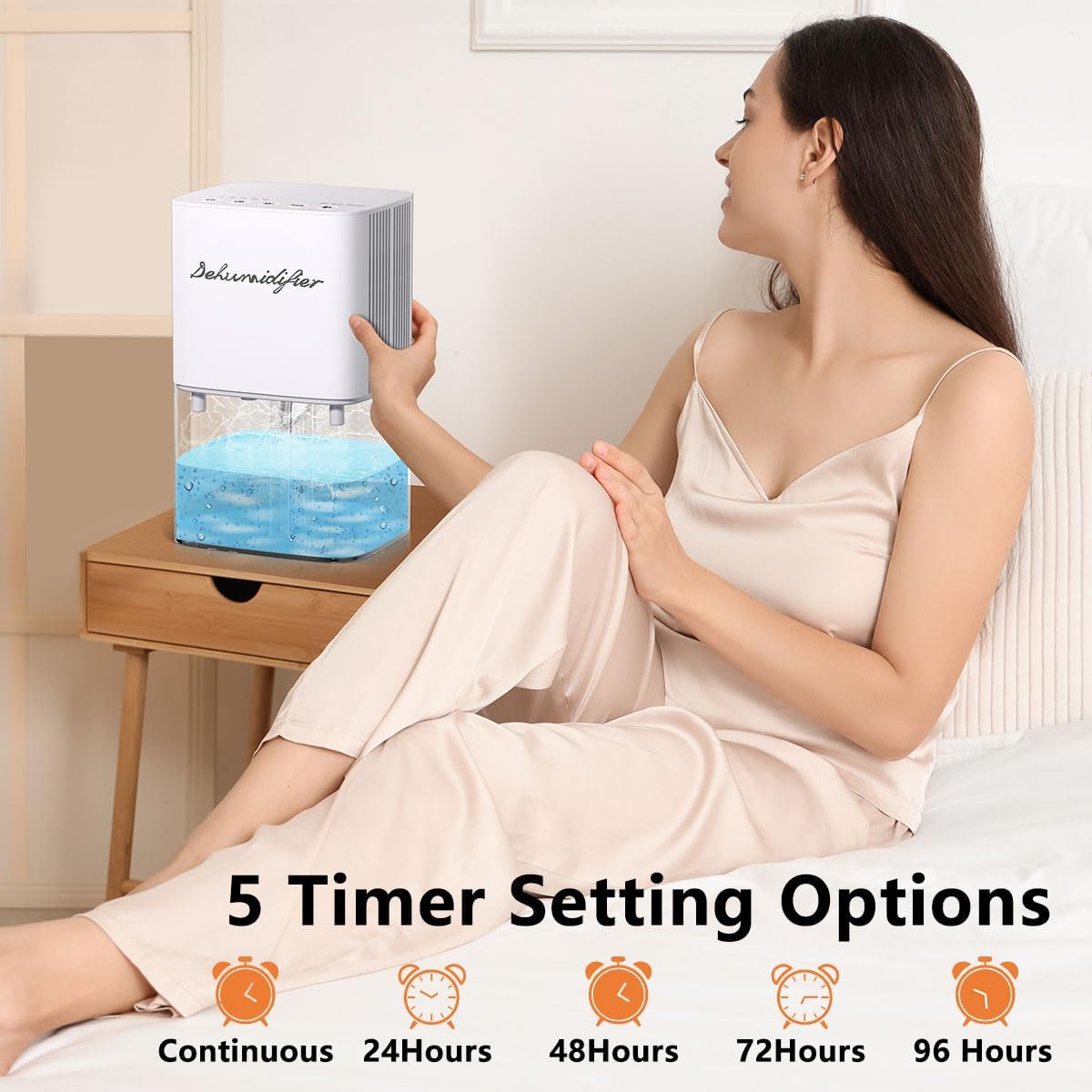 Dehumidifier 1657ML 58OZ Small Dehumidifier for Home 230 Ft² Safety Dehumidifiers Adjustable 10 Color Lights 5 Timers 3 Setting Modes Auto Shut Off Protection Low Noise For Bedroom Bathroom