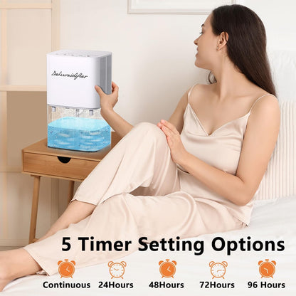 Dehumidifier 1657ML 58OZ Small Dehumidifier for Home 230 Ft² Safety Dehumidifiers Adjustable 10 Color Lights 5 Timers 3 Setting Modes Auto Shut Off Protection Low Noise For Bedroom Bathroom