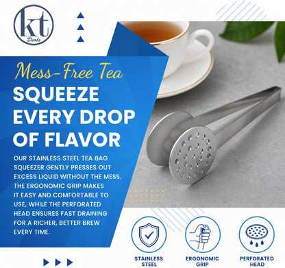 2 Pack Tea Bag Squeezer Stainless Steel Tea Bag Squeezer Tongs Strainer Gripper Picker