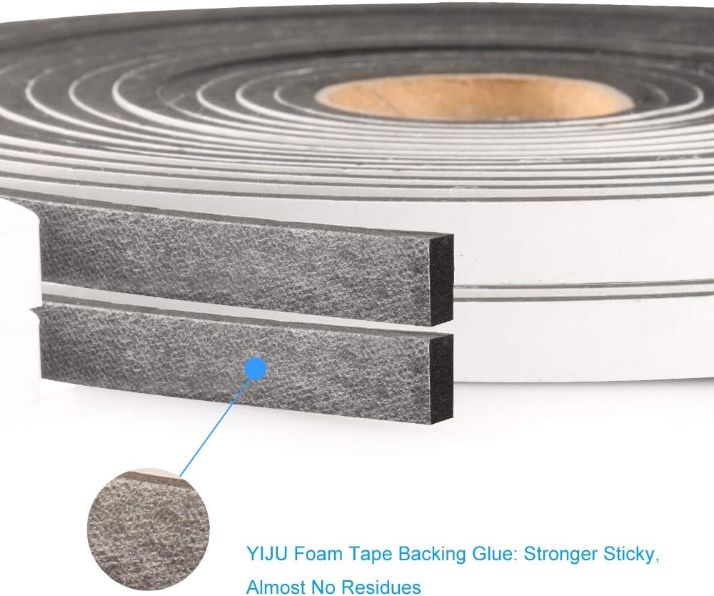 2 Rolls Foam Seal Tape for Door Window Insulation, Soundproof and Shockproof Foam Adhensive Strip, 3/8" Wx3/16 T Single Sided Foam Tape, Cold Air and Draft Closed Cell Seal Strip,Total 32FT