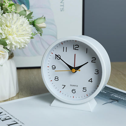 SHISEDECO Small Antique Retro Analog Alarm Clock, 4.5" Desk Clock, Pink | Small Silent Bedside Deskclock with Light Function, Non-Ticking Tableclock Decor for Living Room, Bedroom, Bedside, Shelf