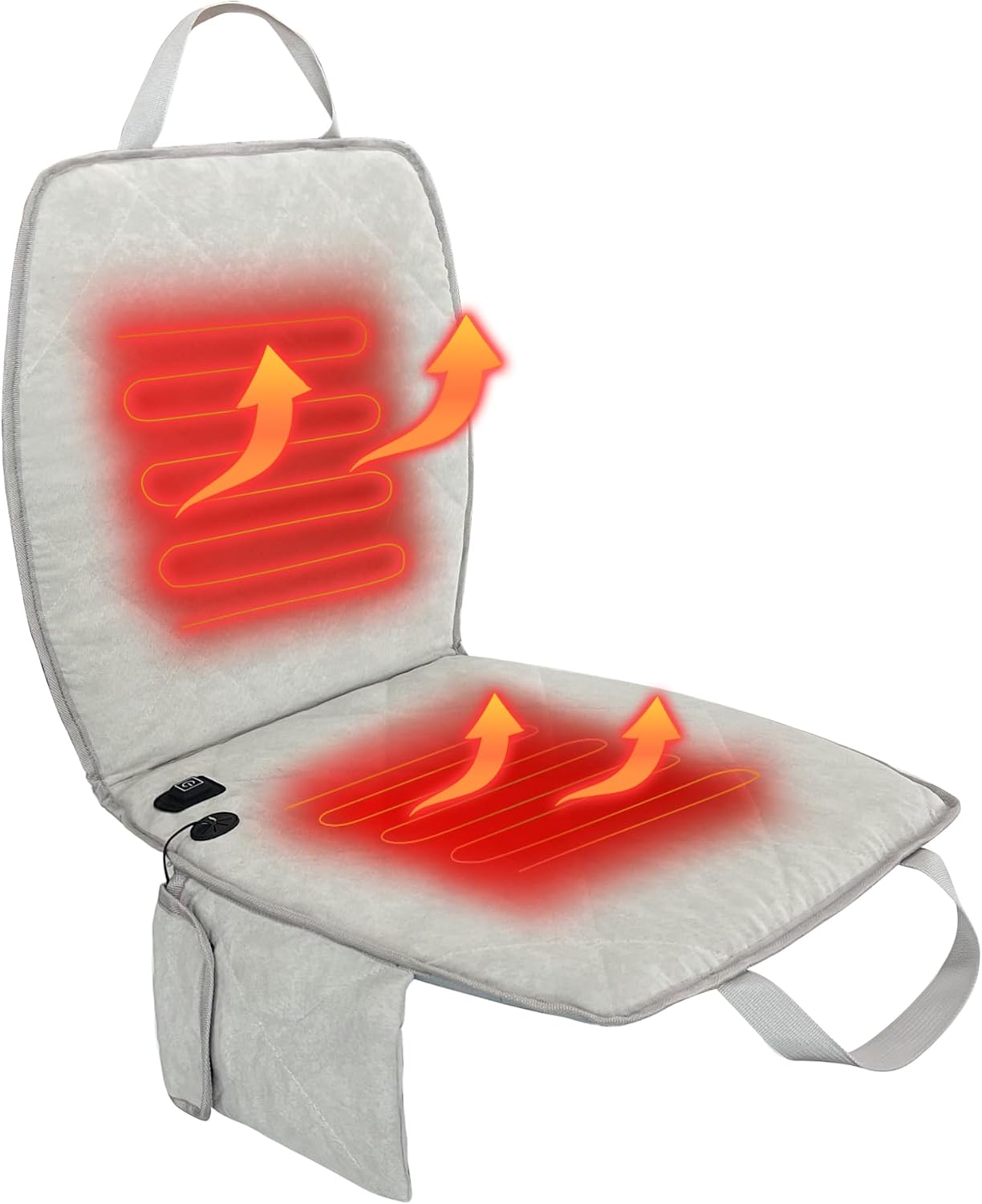 Portable Heated Seat Cushion (No Power Bank) - Premium Heated Camping Chair Pad, Foldable Heated Stadium Seat for Bleachers, USB Powered for Sports & Concerts - Grey