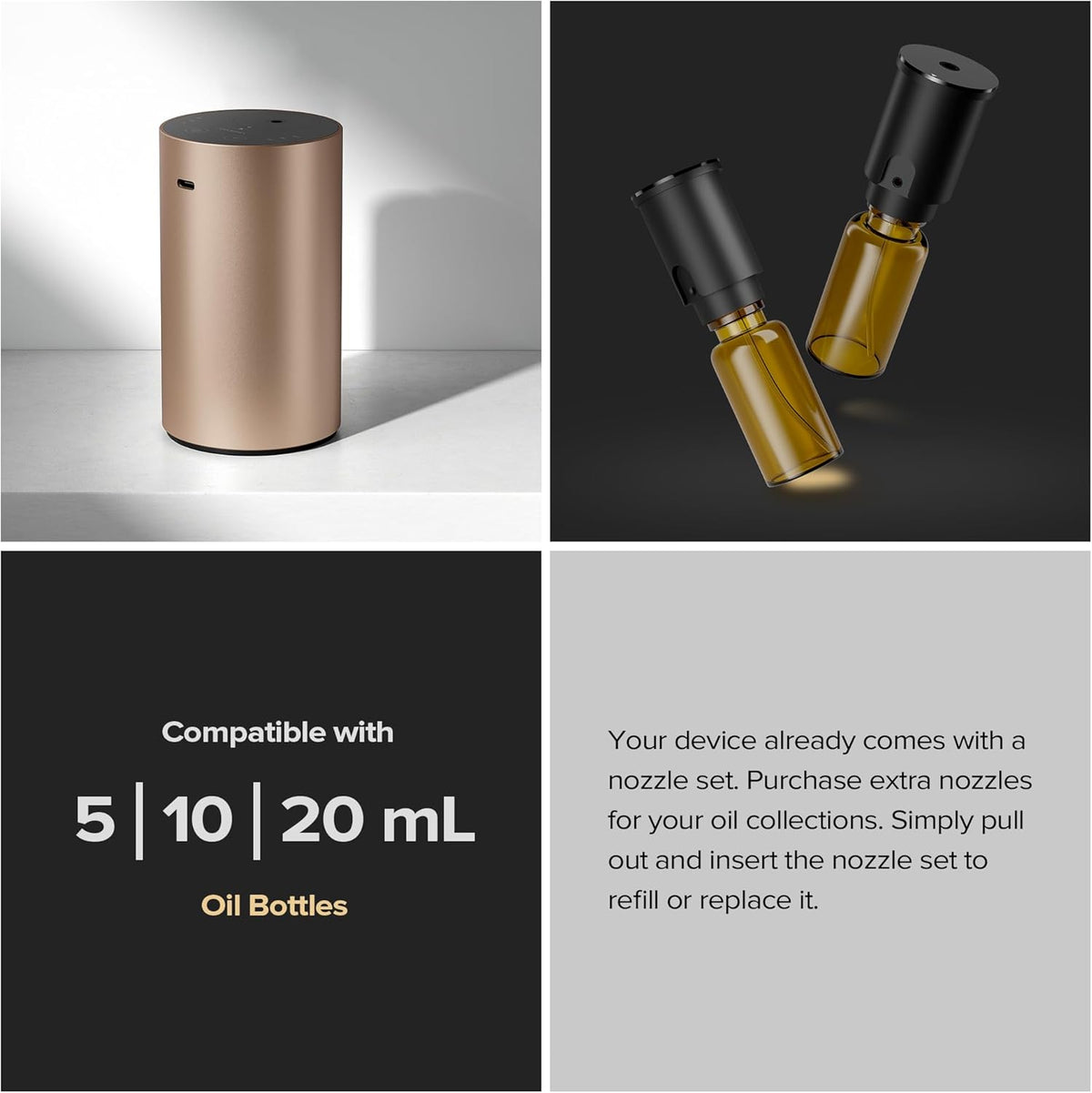 Airversa ADX Waterless Essential Oil Diffuser Starter Kit, Black