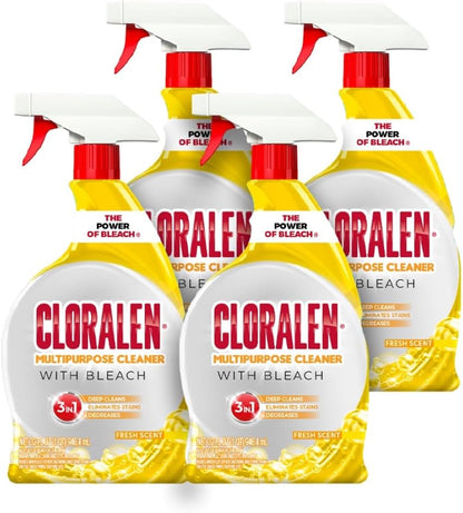 Cloralen All Purpose Cleaner with Bleach Spray - 32 fl oz - Fresh Scent | 3-in-1 Multipurpose Cleaner Spray - Deep Cleans, Eliminates Stains & Degreases