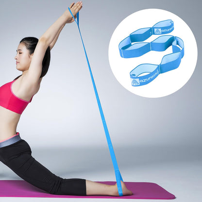 A AZURELIFE Elastic Yoga Stretching Strap, Multi-Loop Stretch Strap for Physical Therapy, Pilates, Yoga, Dance & Gymnastics Exercise and Flexible Pilates Stretch Band