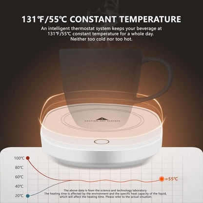 Coffee Mug Warmer, Auto Shut on/Off Beverage Warmers Cup Heater for Desk, Office and Home, 131℉/ 55°C Temperature Heating Smart Coffee Warmer for Milk, Tea, Cocoa and Water