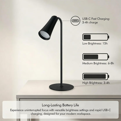 4-in-1 Rechargeable Desk Lamp, Clip and Wall Light, 2 Pack | Use as a desk, clip, wall, or handheld light with USB-C recharge and flexible placement.