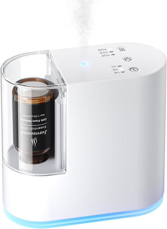 Waterless Essential Oil Diffuser, Ultra-Quiet Cordless Rechargeable Aromatherapy Diffuser,7 Colors LED,3 Mist Modes, Timer, Mini Portable for Room,Office,Bathroom, Hotel, Yoga - White