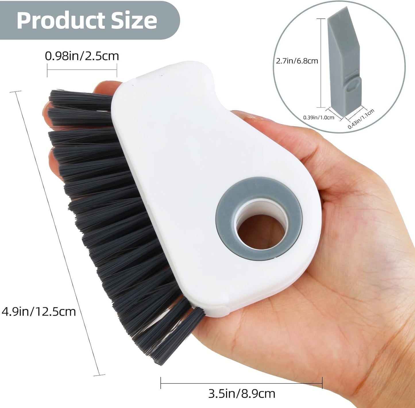 RUIGENG2-in-1 Window Groove Cleaning Brush, | Window Sill Track Cleaner Tool, Cleaning Brush for Sliding Door, Shower Door Sills and Household Narrow Gaps, 2 Pack Gray