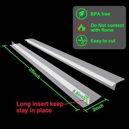 Silicone Stove Counter Gap Cover - 25 Inch Gap Filler 2 Pack Black | Long gap filler seals spills between kitchen appliances Stovetop oven countertop; stove gap cover, gas stove side gap covers