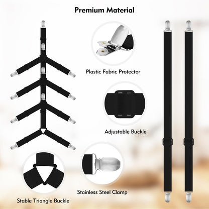 Bed Sheet Holder Straps, 2 Pcs Adjustable Mattress Sheet Clips, Bed Sheet Fasteners Elastic Sheet Suspenders to Keep Bed Sheet in Place for Different Beds (X-Purple)