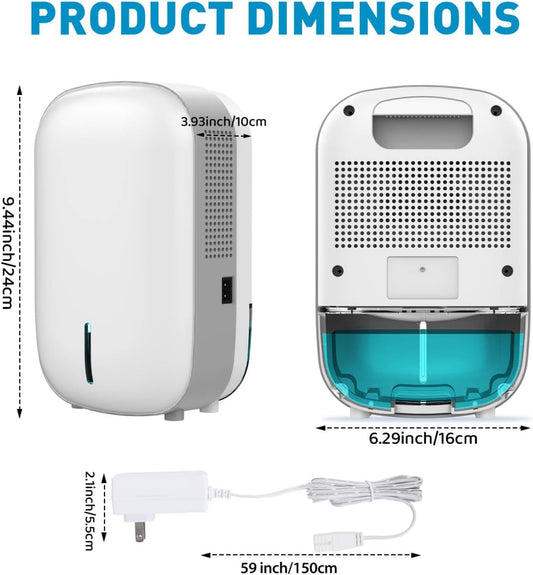 Mini Dehumidifier for Small Bathroom. Quiet. Auto Shut-OFF. Power Off Memory. Electric Dehumidifier for Small Space. Good for Bathroom Basement Bedroom Closet Safe Pantry RV Camper Yacht