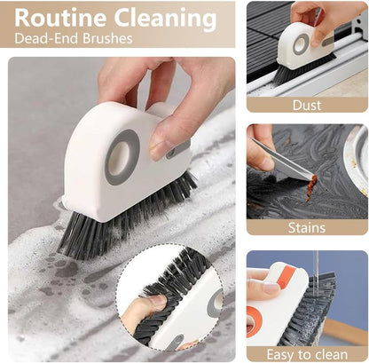 2 in 1 Groove Cleaning Brush, Window Track Cleaning Tools (Gray) | Multifunction Window Track Cleaner with Hard Bristle and Hidden Scraper, Crevice Brush for Sliding Door Track, Window Seal