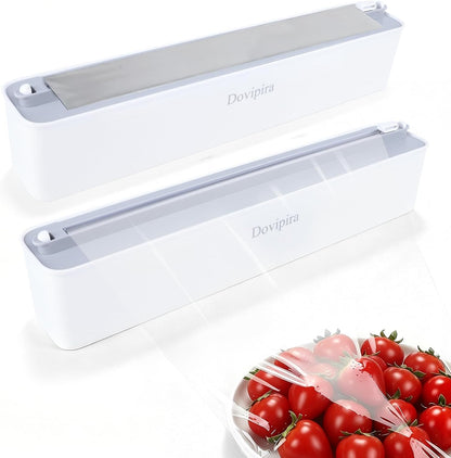 Large Magnetic Plastic Wrap and Foil Dispenser with Cutter | Magnetic & Adhesive Mounting, Fits for Max 12.8In x 984Ft of Plastic Wrap, 12.8In x 328Ft of Foil & Parchment Paper