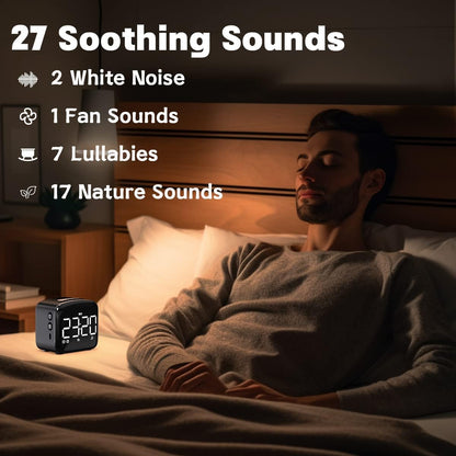 Easysleep Acoustic Sound Alarms Digital Wake Up Clock with Big LED Display 27 Soothing Sounds Sunrise Clock Dual 3 Alarms Memory Snooze Setting 4 Brightness for Deep Sleepers Adults Teenagers