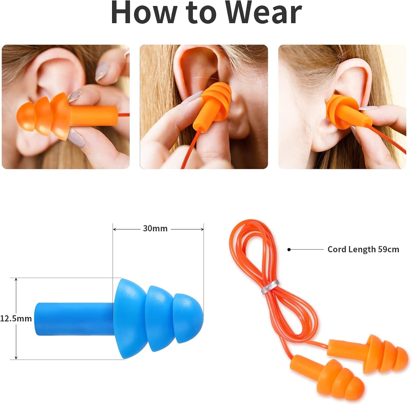Silicone Earplugs for Swimming, Sleeping, Snoring, Work, Concerts - Noise Cancelling, Reusable Ear Protection, 8 Pairs