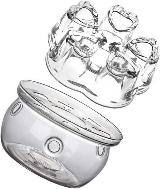 PRETYZOOM 2pcs Borosilicate Glass Teapot Warmer with Round Heart-Shaped Bases Practical Tea Heater Stand for Home Office Heat Preservation Without Candle