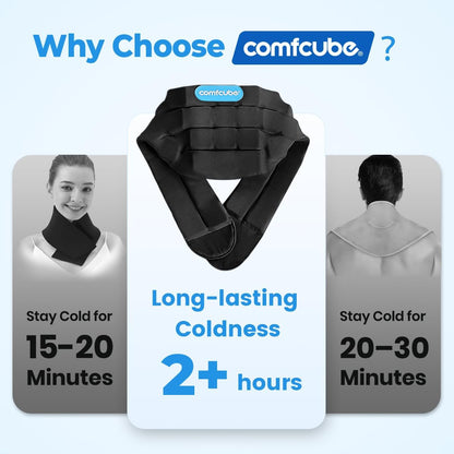 Comfcube Neck Ice Pack Wrap for 2 Hours of Cool Relief | Soft, flexible gel wrap; ideal for neck pain, hot flashes & post-surgery recovery.