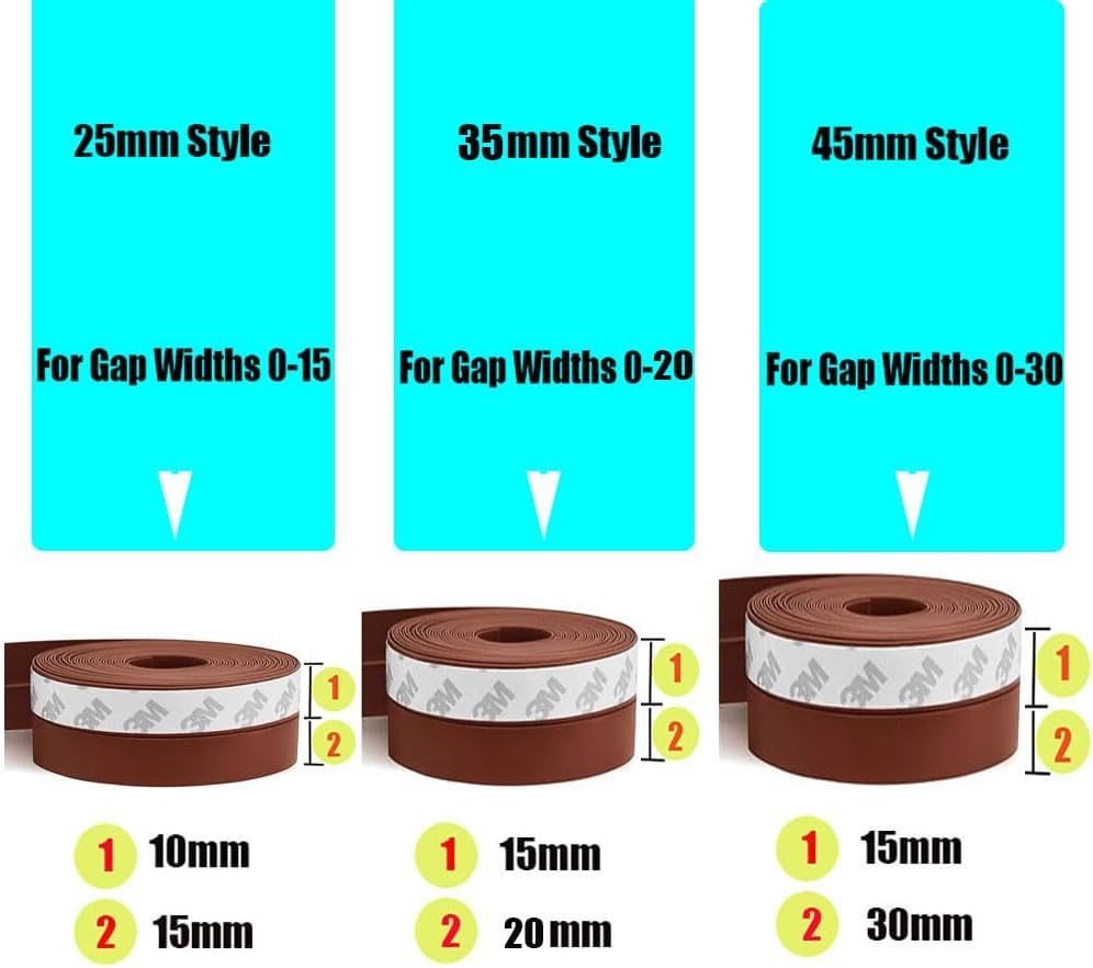 Silicone Seal Strip,Weather Stripping for Door or Window,Weatherproof Soundproof Self Adhesive Door Strip Bottom, Door Draft Stopper Silicone Strip Tape (Black Length 16.5 Feet Width 45mm)