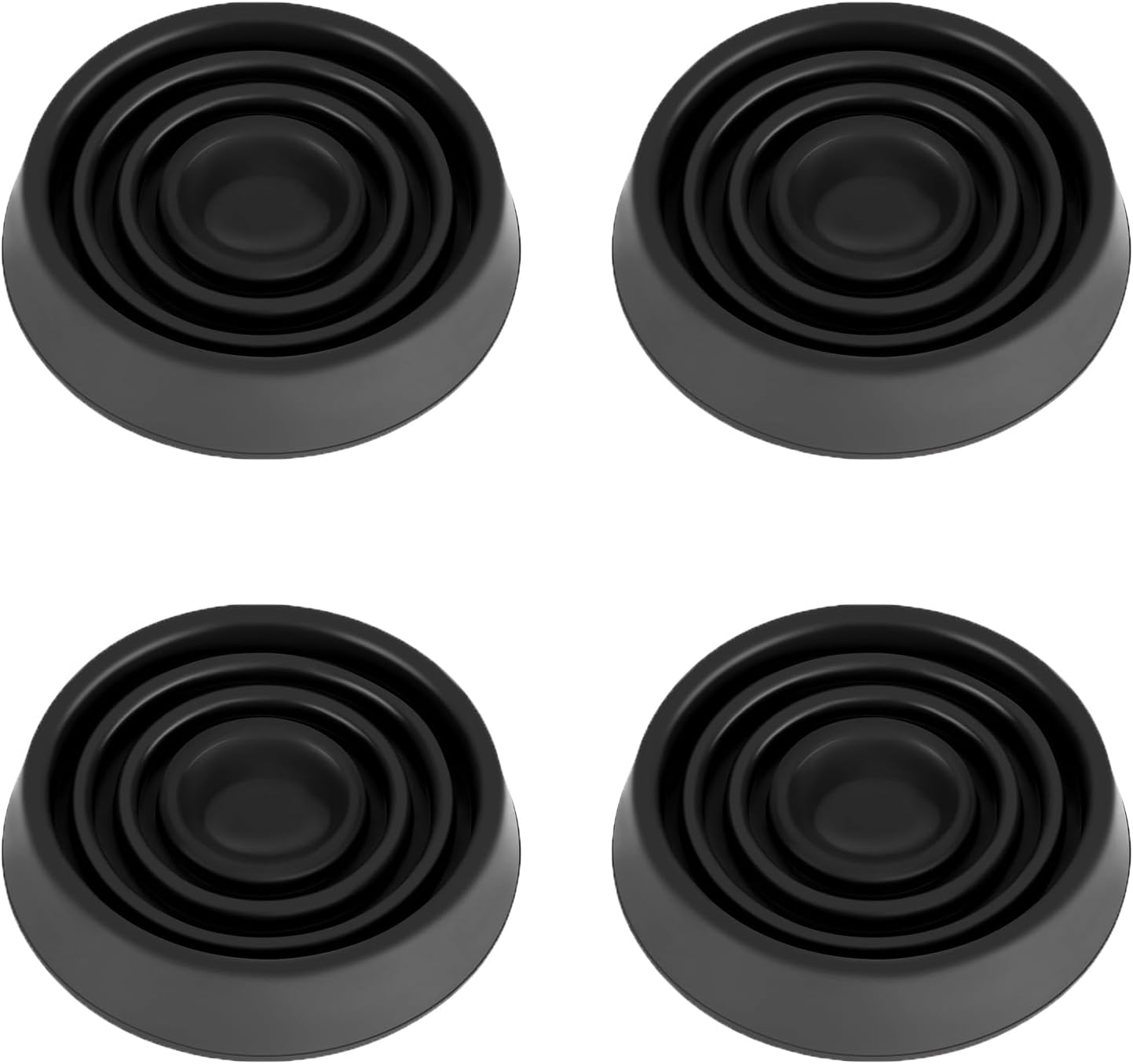 2X2 Round Rubber Caster Cups, Non Slip Furniture Pads - 4 Pack | Anti-Slip Gripper, Anti Skid Furniture Feet, Anti Slide Floor Protector for Bed Couch Table Chair Stoppers, Black
