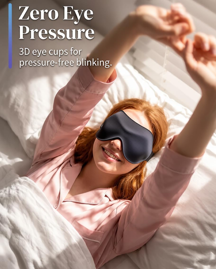 Sleep Mask for Side Sleepers: Lash Extensions 3D Contoured Eye Mask – Airplane Travel Essential, Zero-Pressure Light Blackout Eye Mask for Women – Soft Night Blindfold for Long Flights (Purple)