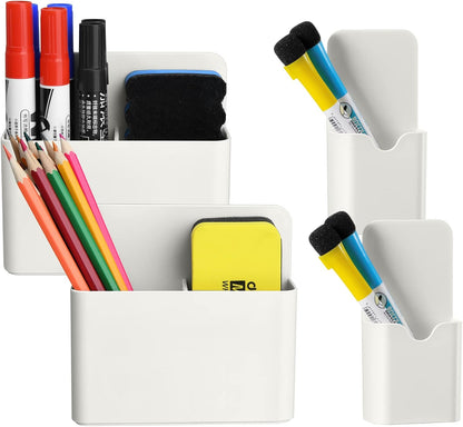 Marbrasse Magnetic Dry Erase Marker Holder,Pen and Eraser Holder for Whiteboard，Magnet Pencil Cup Utility Storage Organizer for Office, Refrigerator, Locker and Metal Cabinets (2 Pack)