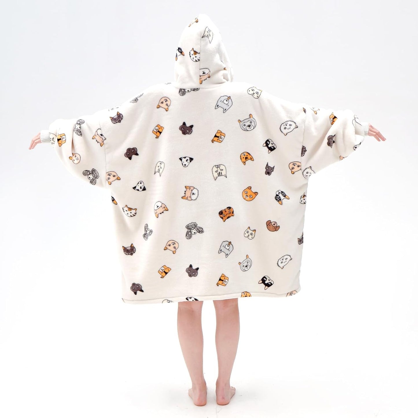 Wearable Blanket Hoodie, Oversized Sherpa Fleece Sweatshirt Blanket with Giant Hood Pocket and Sleeves for Adult, Warm & Cozy Grey Blanket Gifts for Women