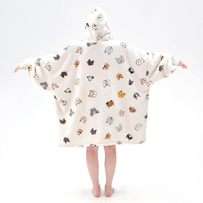 Wearable Blanket Hoodie, Oversized Sherpa Fleece Sweatshirt Blanket with Giant Hood Pocket and Sleeves for Adult, Warm & Cozy Grey Blanket Gifts for Women