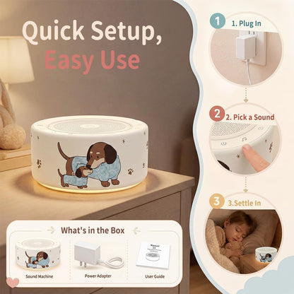 Kipcush White Noise Machine for Baby & Adults, 30 Soothing Sounds, Sleep Sound Machine with 8 Color Night Light, Memory Function, White Noise for Sleeping, Nursery, Office, Travel & Relaxation